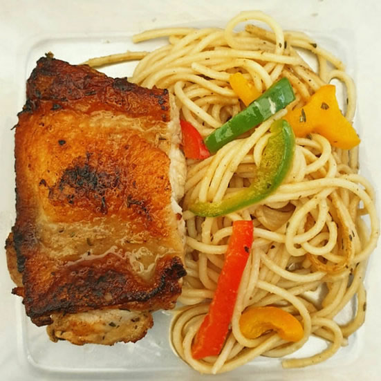 Spaghetti with Chicken/Pork Chop